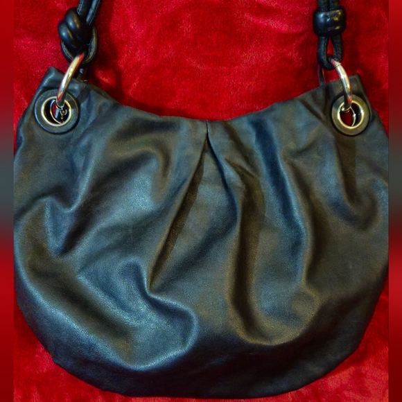 Coach Parker Black Leather Hobo Bag with Knot Tie Handle